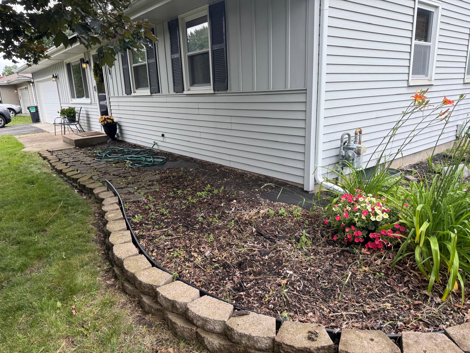 Front Yard Rock Bed Refresh — before